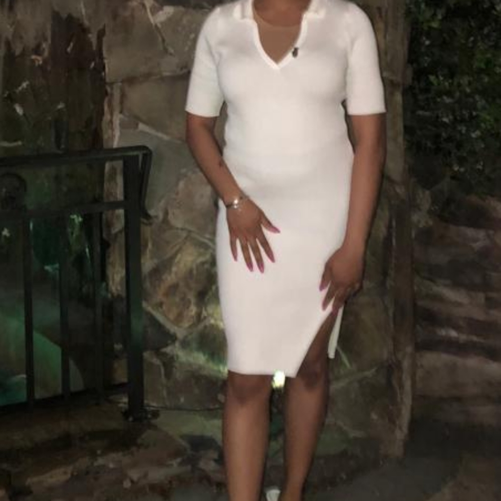 White V-Neck Dress